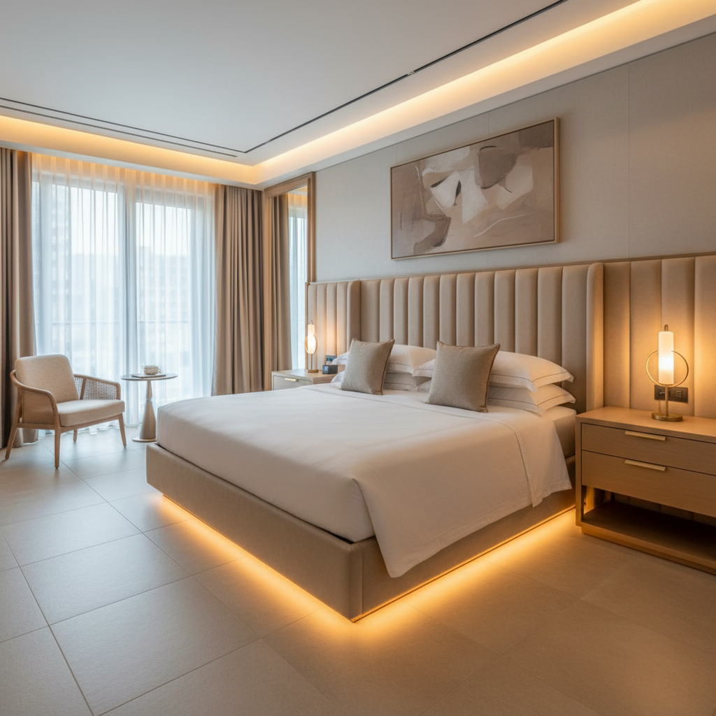 Ultrasuede Natural Tan Off-White Upholstered Headboard | Ultrasuede Upholstery