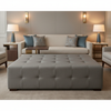 Smooth Solid Texture Misty Gray Upholstered Ottoman | Architectural Fabrics
