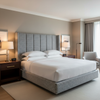 Geometric Woven Texture Soft Gray Upholstered Headboard | Architectural Fabrics