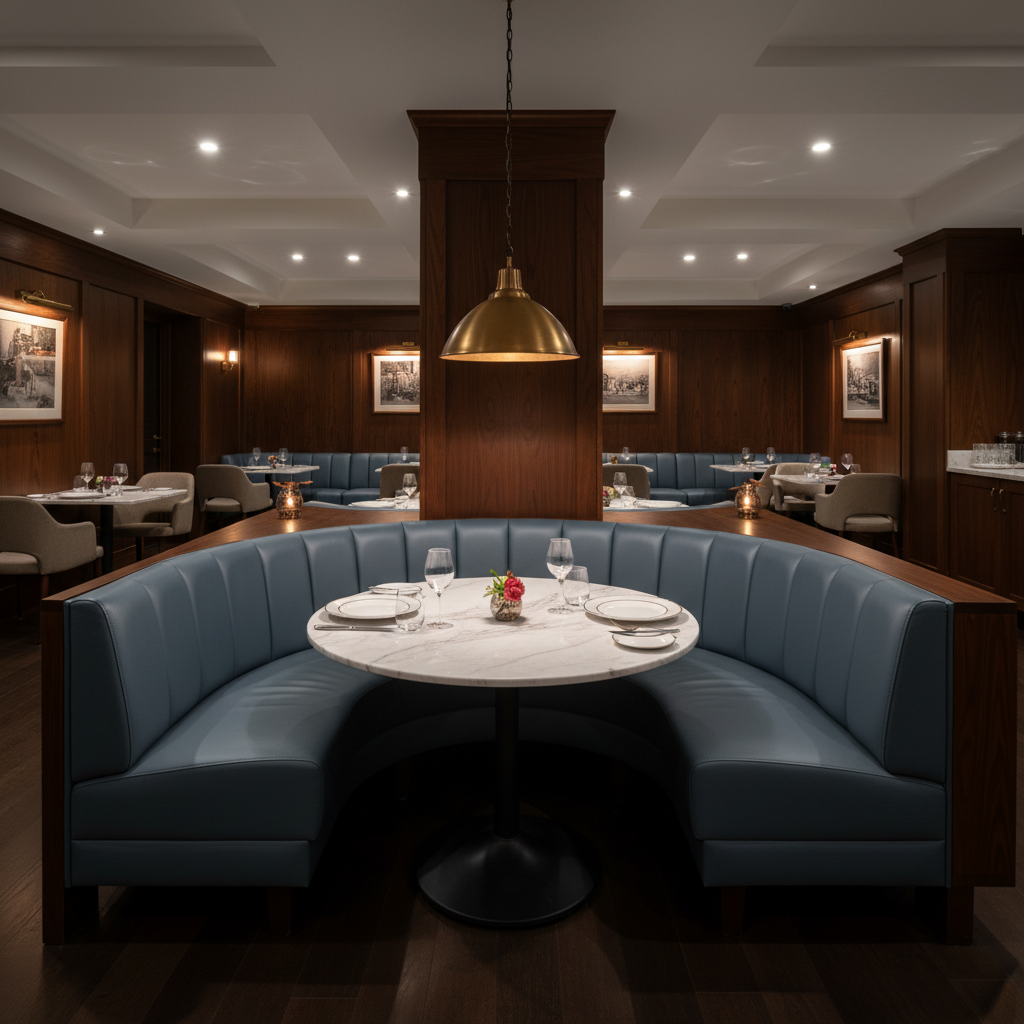 Savannah Bay - Blueberry Upholstered Banquette | Architectural Fabrics