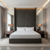 Channel Chevron Stitch Dark Graphite Upholstered Headboard | Architectural Fabrics