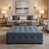 Savannah Bay - Blueberry Upholstered Ottoman | Architectural Fabrics