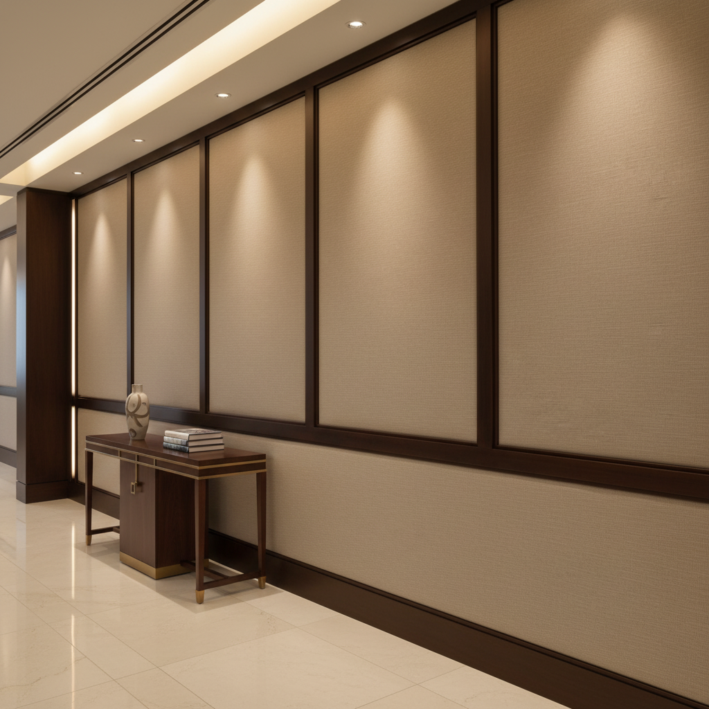 Fine Woven Texture Soft Taupe Upholstered Wall Panel | Architectural Fabrics
