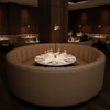 Channel Chevron Tufting Mushroom Taupe Upholstered Banquette | Architectural Fabrics