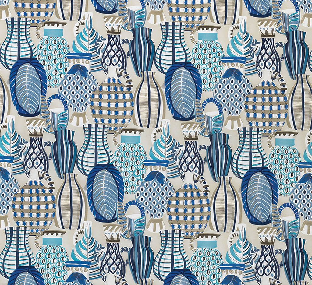 DWCY-900156 Nina Campbell Fabric Cerulean Blue designer-wallcoverings-los-angeles