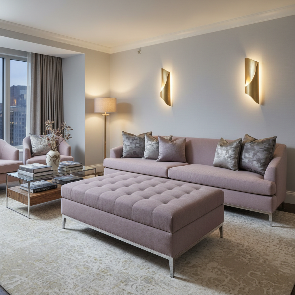 Oilville Lavender Upholstered Ottoman | Architectural Fabrics