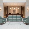 Subtle Linen Weave Dusty Teal Upholstered Sofa | Architectural Fabrics
