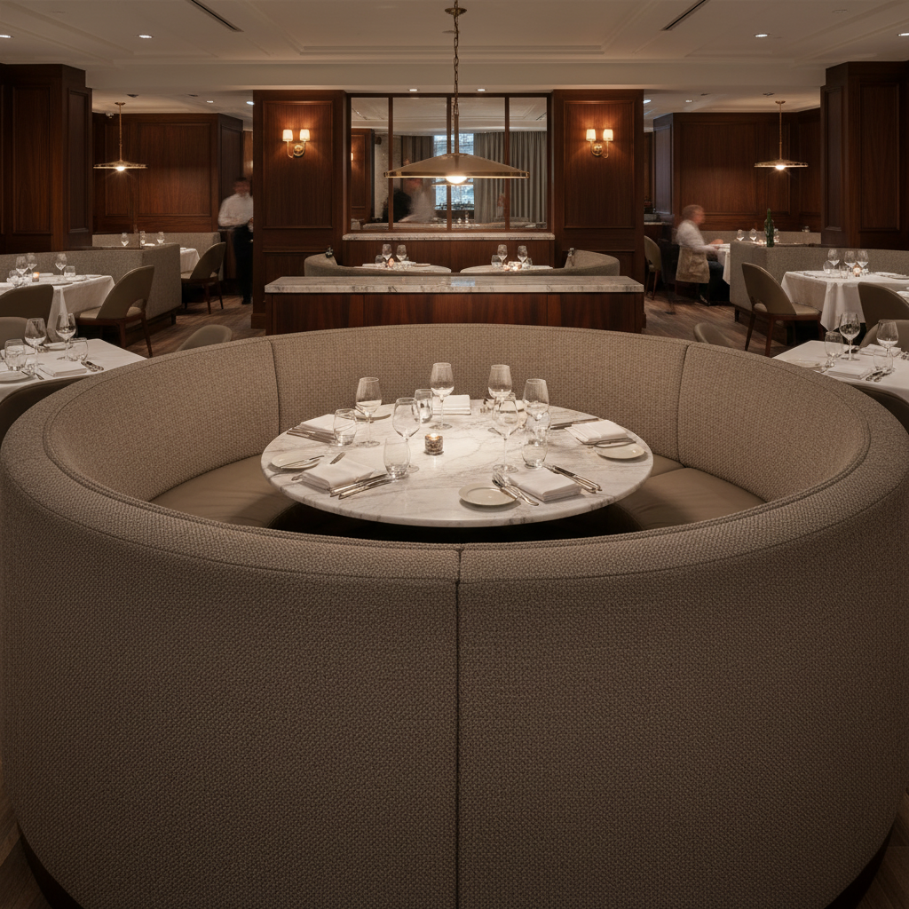 Steeple Reef - Chocolate Upholstered Banquette | Architectural Fabrics