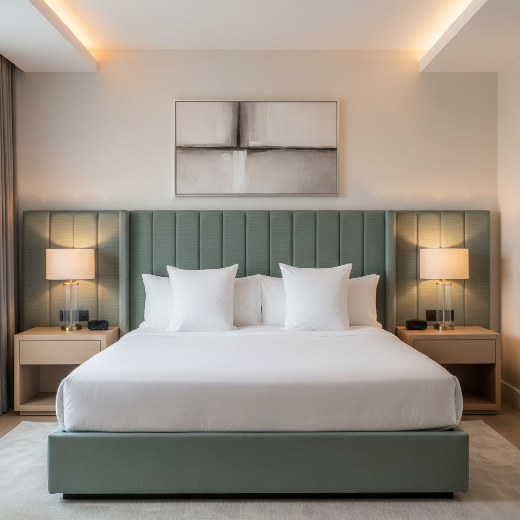 Storm Bay - Sea Green Upholstered Headboard | Architectural Fabrics