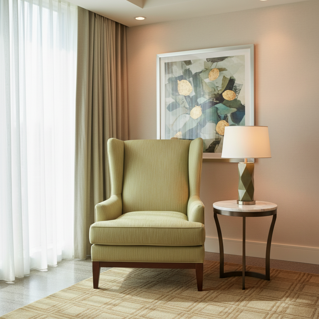 Vertical Linen Texture Pale Chartreuse Upholstered Chair | Architectural Fabrics