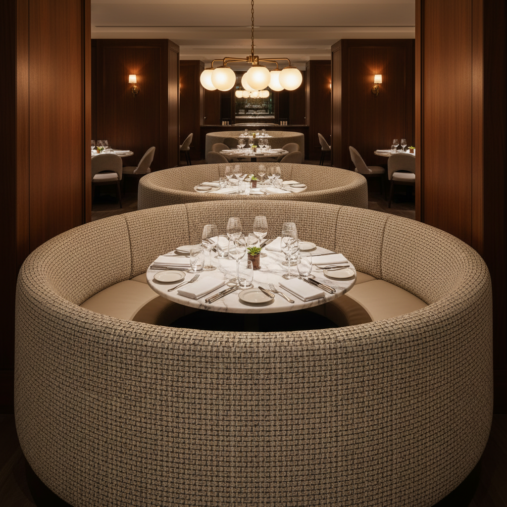 Turks Landing - Dove Upholstered Banquette | Architectural Fabrics