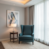 Fine Woven Texture Deep Teal Upholstered Chair | Architectural Fabrics