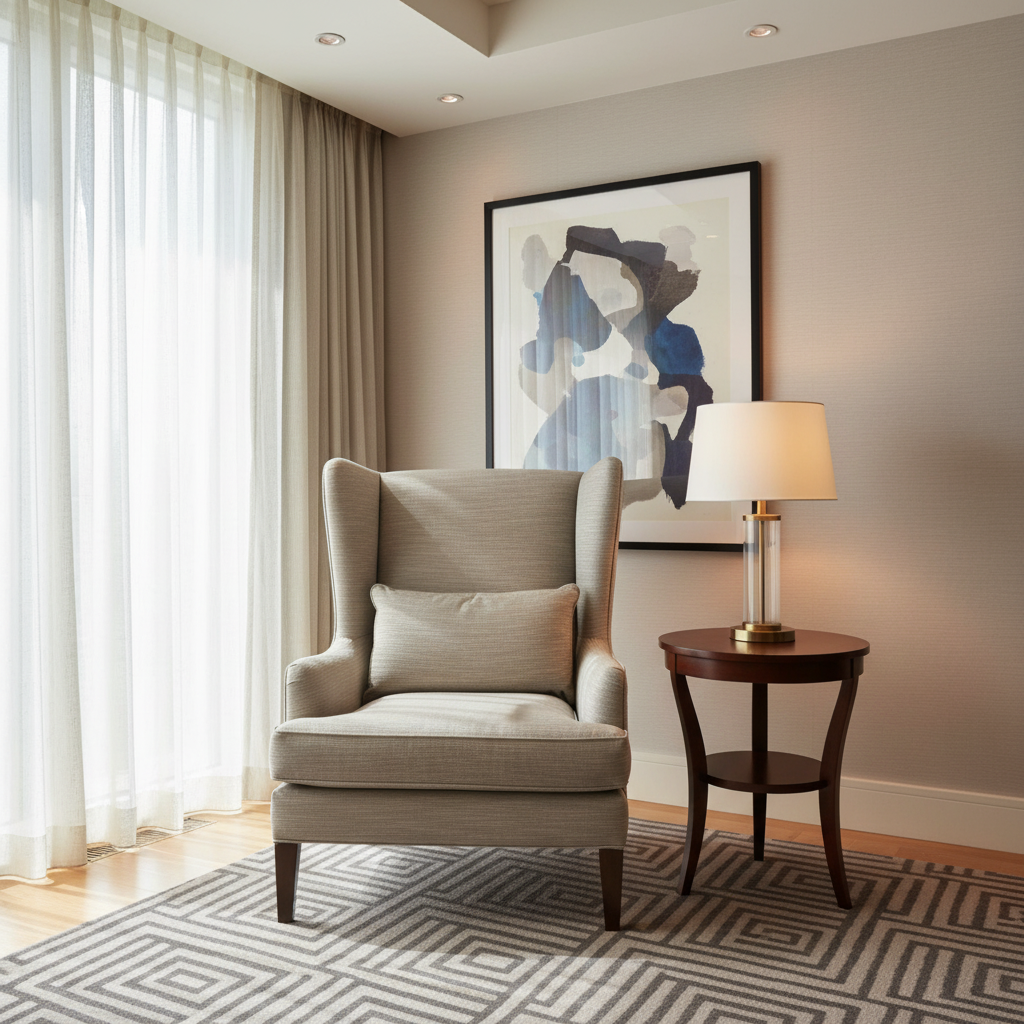 Fine Ribbed Weave Soft Taupe Upholstered Chair | Architectural Fabrics