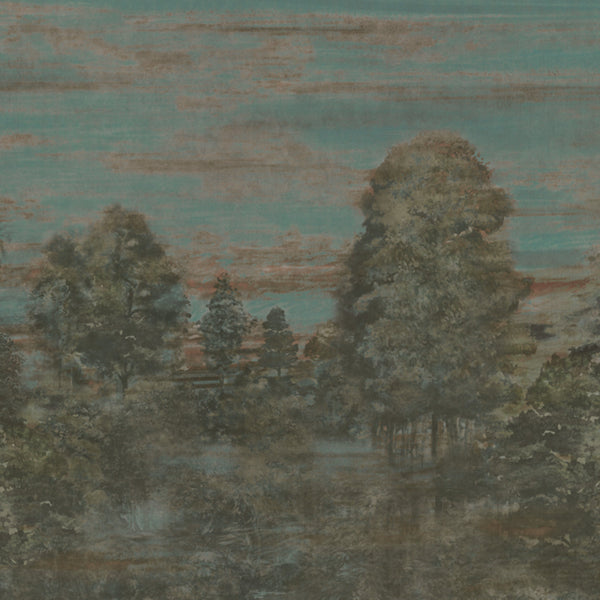Macbeth Mural, Blue/Green Wallcoverings | Thibaut