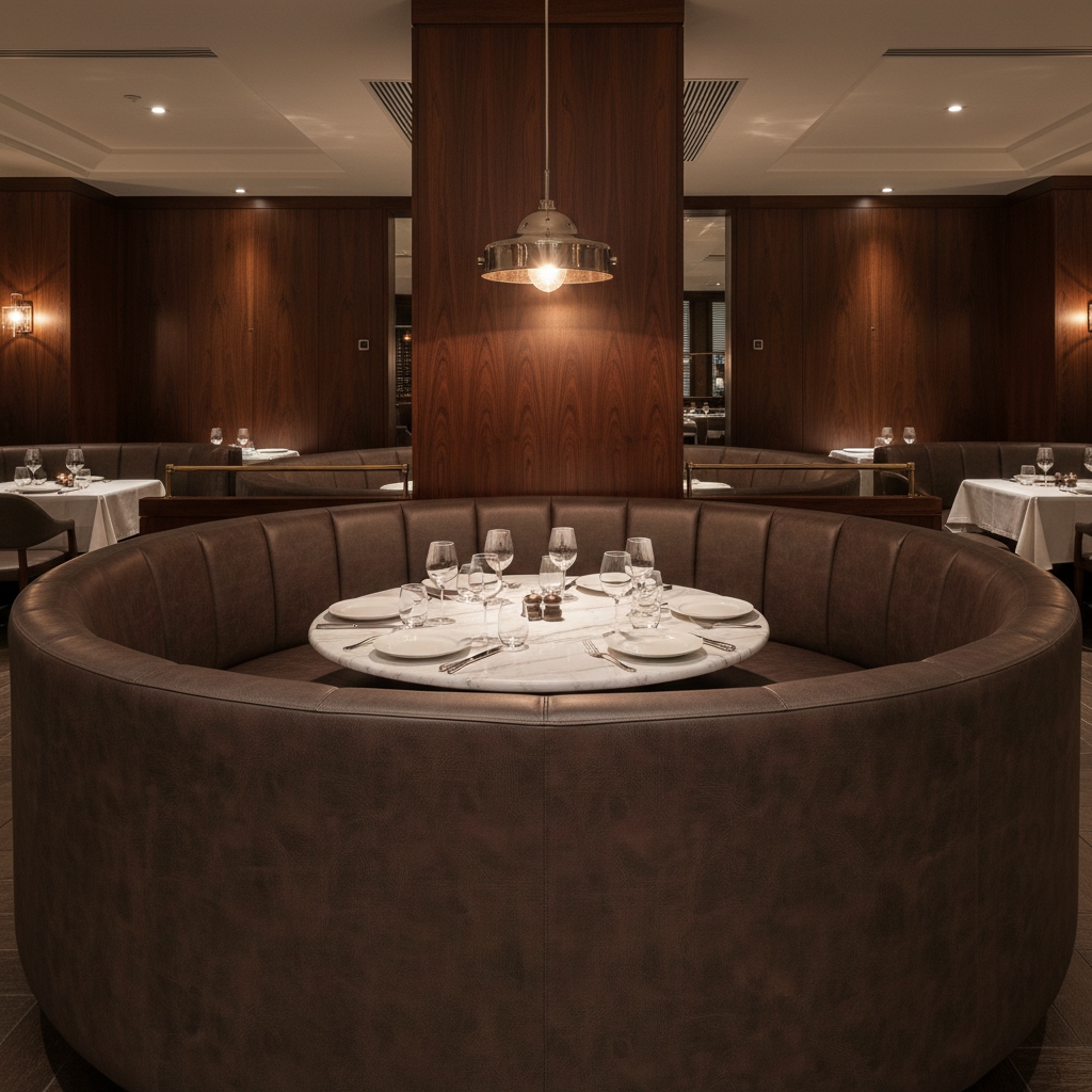 Alamo - Cocoa Bean Performance Vinyl Upholstered Banquette | Architectural Fabrics