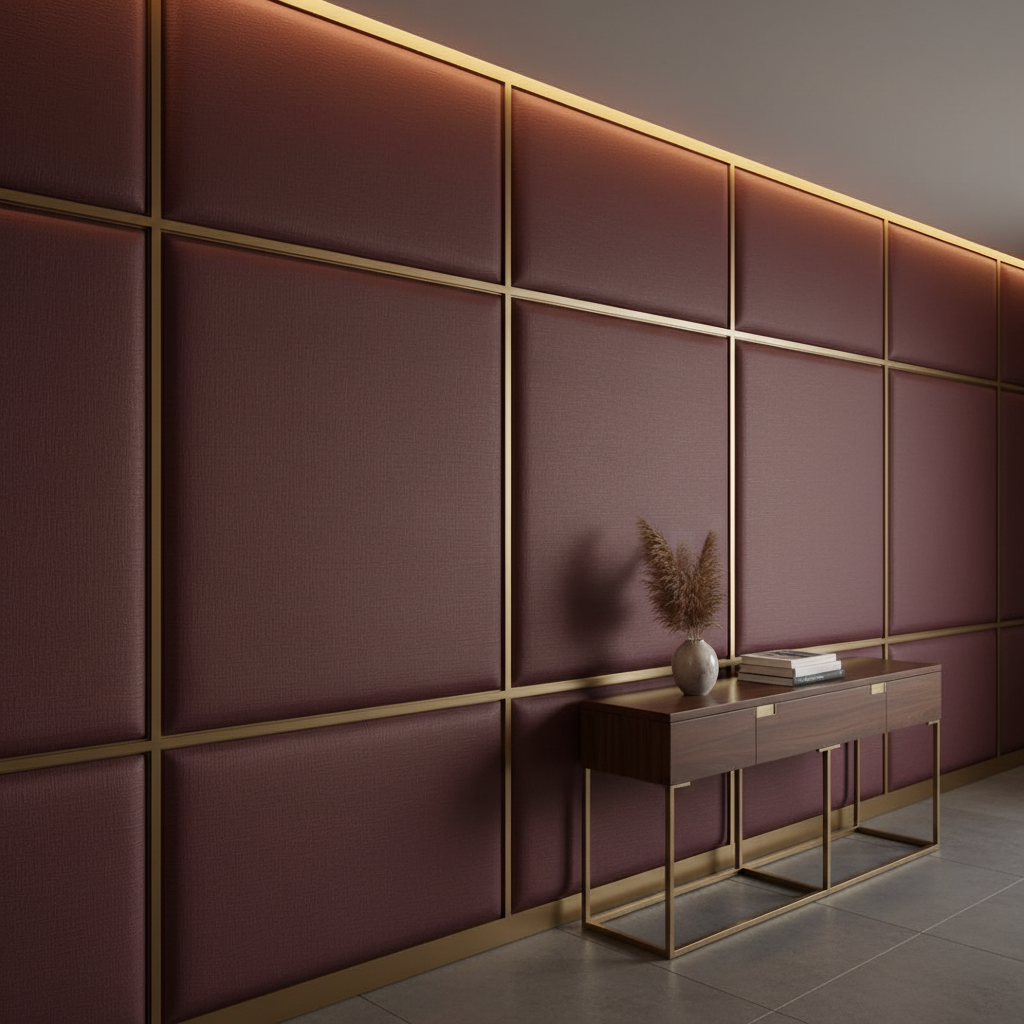 Fine Woven Texture Deep Burgundy Upholstered Wall Panel | Architectural Fabrics