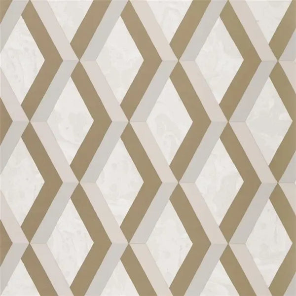 Jourdain Trellis Diamond  02 Linen Gold Wallpaper | Designer's Guild Europe