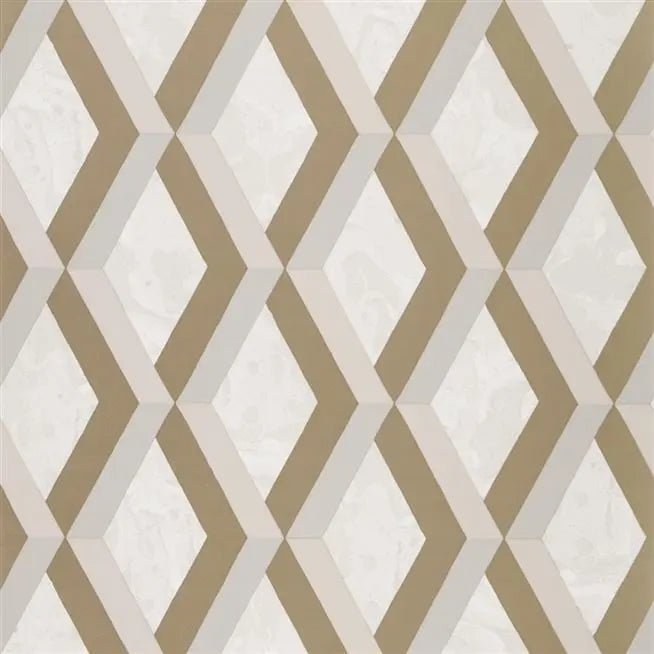 Jourdain Trellis Diamond  02 Linen Gold Wallpaper | Designer's Guild Europe
