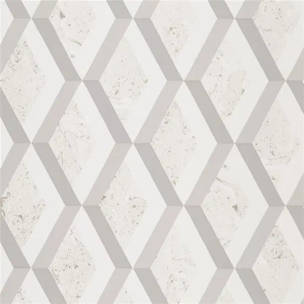 Jourdain Trellis Diamond  01 Steel  Wallpaper | Designer's Guild Europe