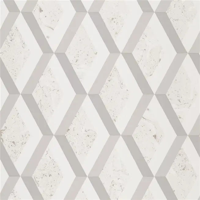 Jourdain Trellis Diamond  01 Steel  Wallpaper | Designer's Guild Europe