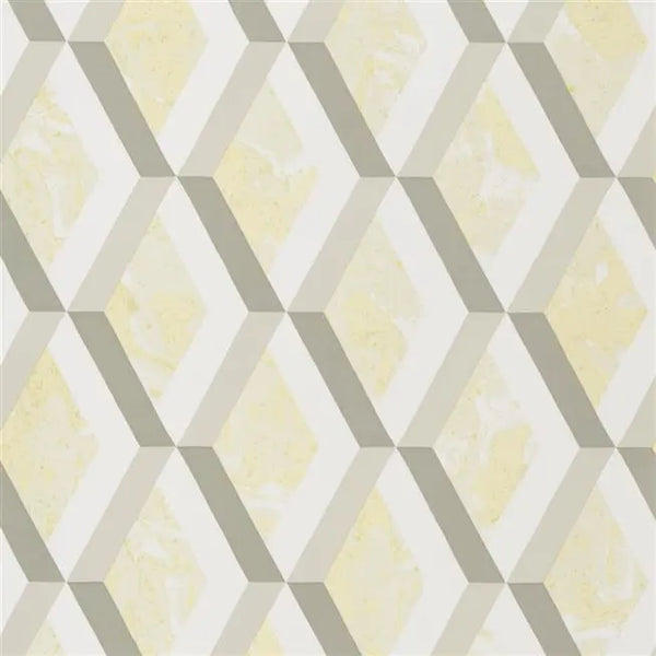 Jourdain Trellis Diamond  03 Lime Yellow Wallpaper | Designer's Guild Europe