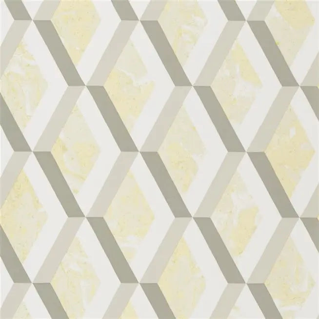 Jourdain Trellis Diamond  03 Lime Yellow Wallpaper | Designer's Guild Europe