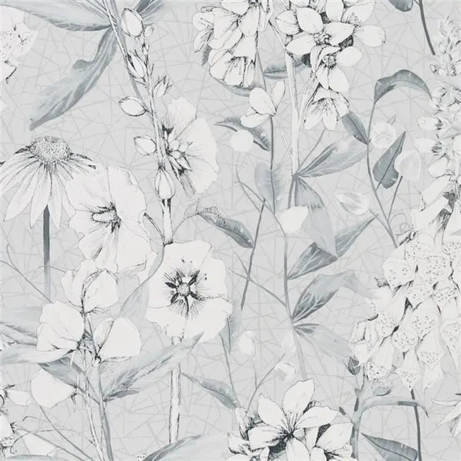 Emilie Botanical 03 Platinum Silver Grey Wallpaper | Designer's Guild Europe