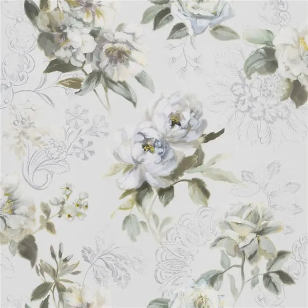 Victorine Large Scale Floral 02 Cloud Blue Wallpaper | Designer's Guild Europe