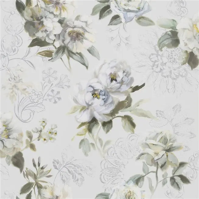 Victorine Large Scale Floral 02 Cloud Blue Wallpaper | Designer's Guild Europe