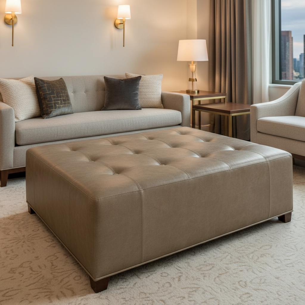 Alamo - Tundra Performance Vinyl Upholstered Ottoman | Architectural Fabrics