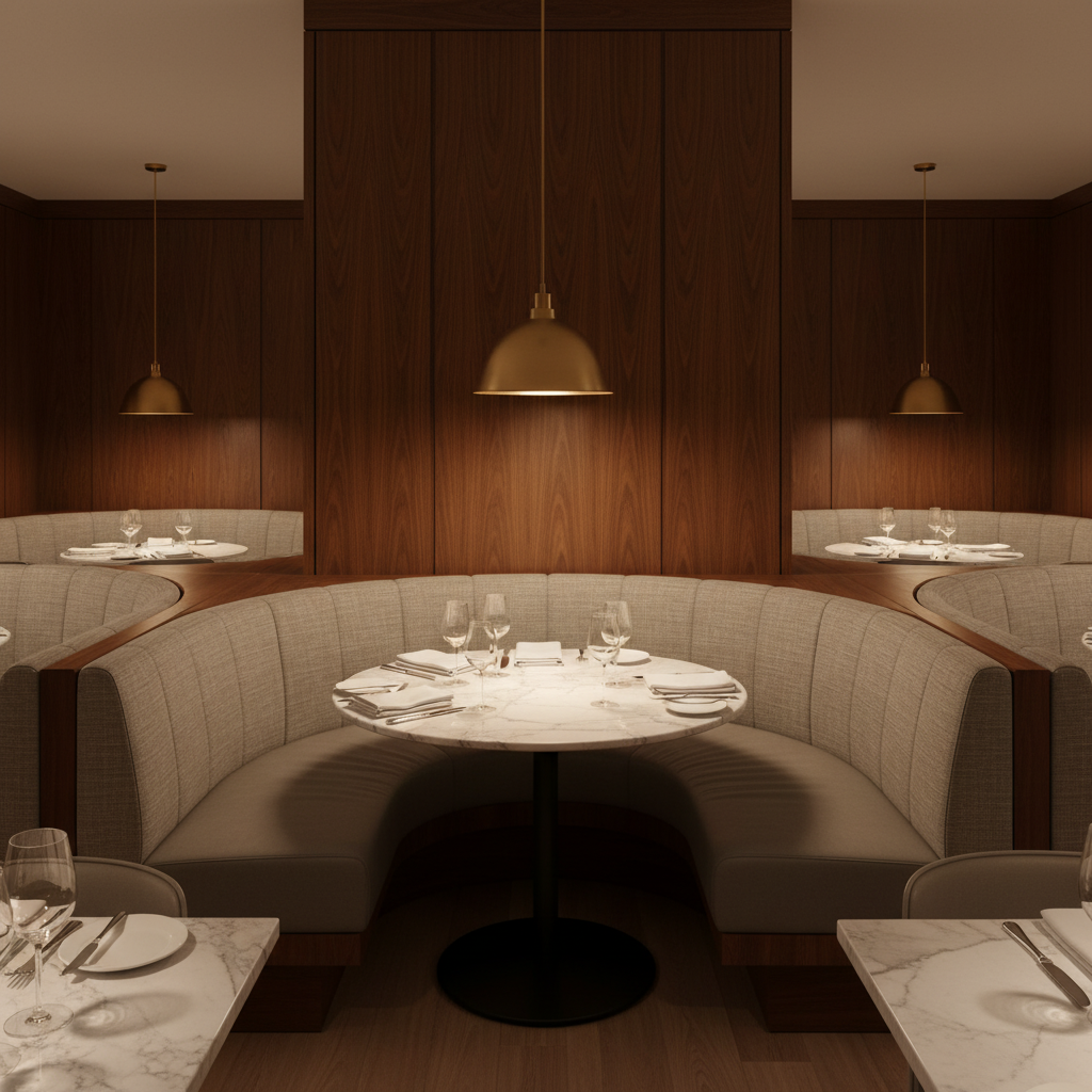 Aspect - Stone Linen Performance Polyurethane Upholstered Banquette | Architectural Fabrics