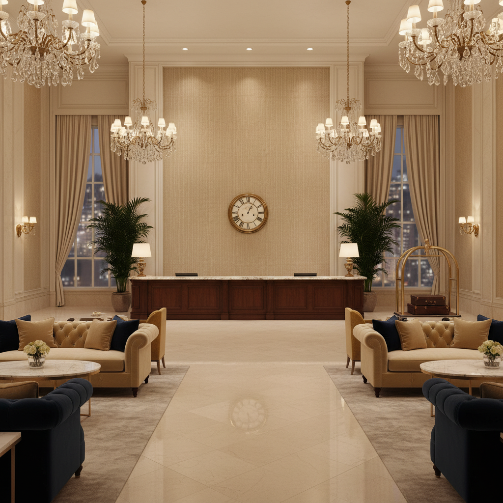 Barnard Type II Vinyl | Hollywood Wallcoverings - Hotel Lobby commercial room setting