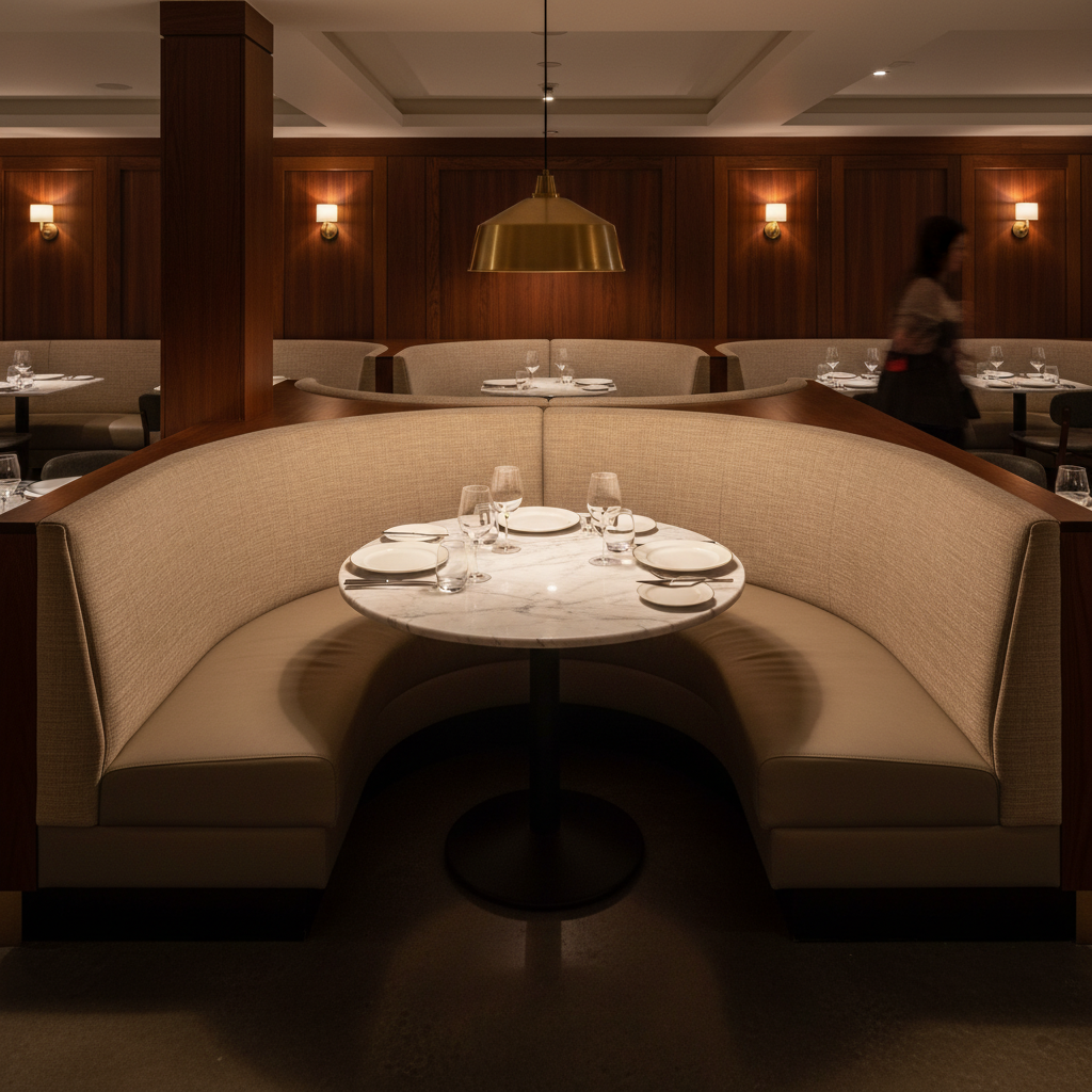 Brushed Linen Weave Natural Linen Upholstered Banquette | Architectural Fabrics