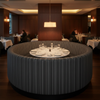 Sandy Point Stripe - Otter Upholstered Banquette | Architectural Fabrics