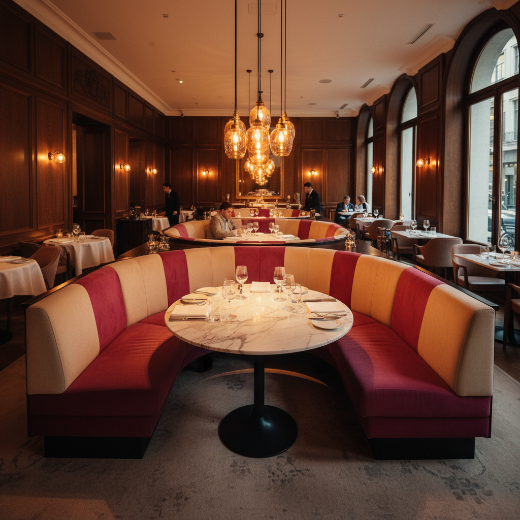 Exmore Magenta Upholstered Banquette | Architectural Fabrics