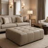 Smooth Pebble Grain Mushroom Taupe Upholstered Ottoman | Architectural Fabrics