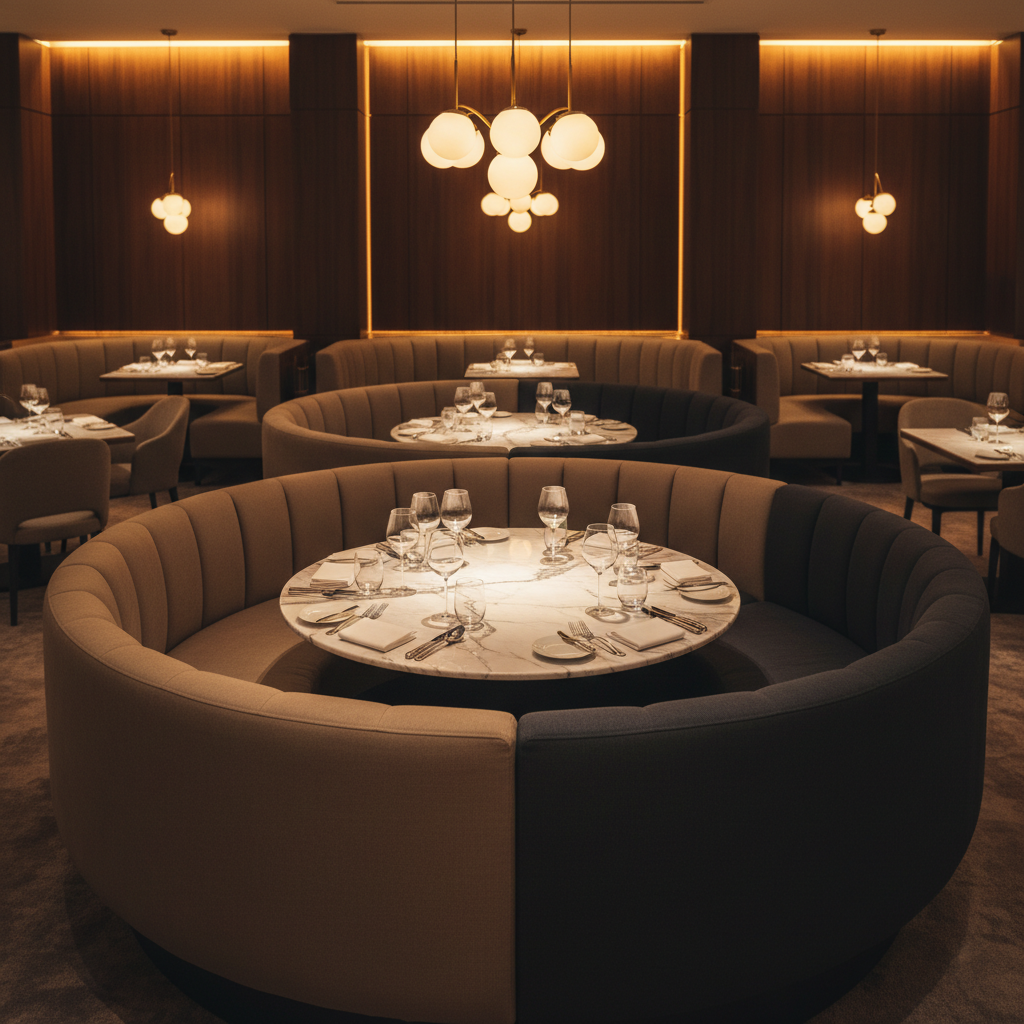 Irvington Brown Contemporary taupe & charcoal Upholstered Banquette | Architectural Fabrics