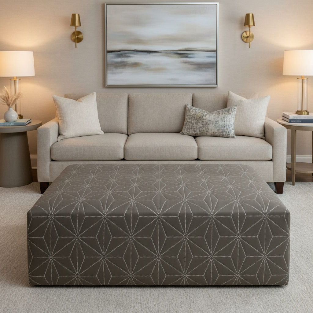 Axis - Axis Etched Polyurethane Upholstered Ottoman | Architectural Fabrics