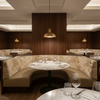 Mottled Cloudscape Texture Creamy Beige Upholstered Banquette | Architectural Fabrics