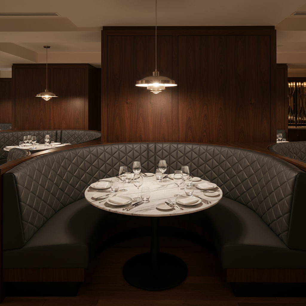 Tres Palmas - Charcoal Upholstered Banquette | Architectural Fabrics