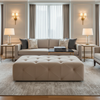 Ultrasuede  Chablis Beige Upholstered Ottoman | Ultrasuede Upholstery