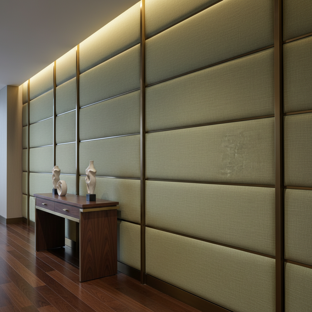 Linen Weave Texture Olive Drab Upholstered Wall Panel | Architectural Fabrics