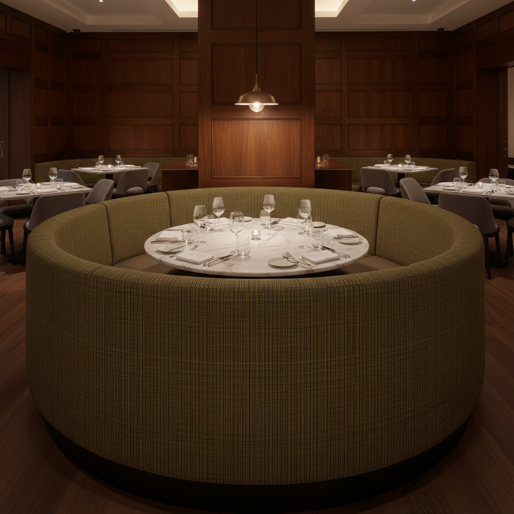 Woven Crosshatch Texture Golden Bronze Upholstered Banquette | Architectural Fabrics