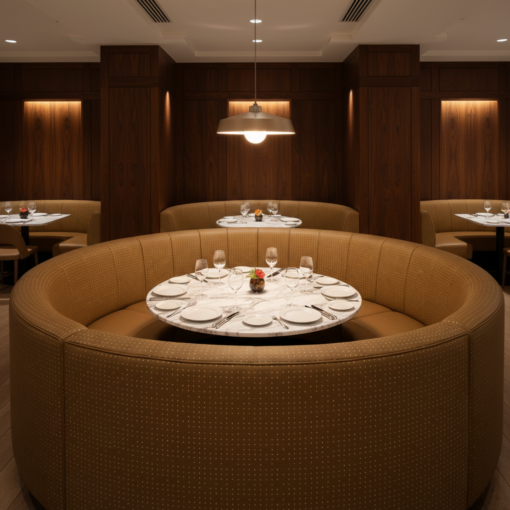Analog - Burnished Bronze Etched Polyurethane Upholstered Banquette | Architectural Fabrics