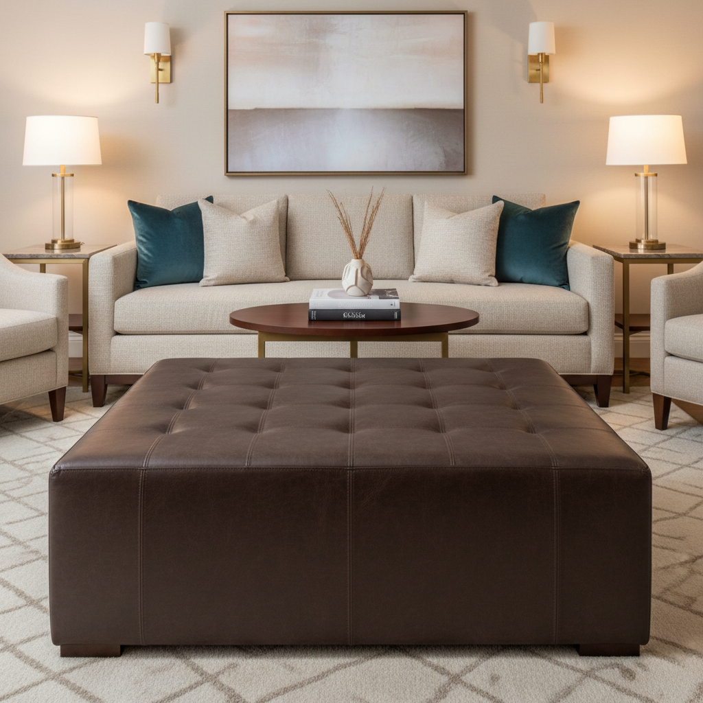 Baroque - Baroque Performance Vinyl Upholstered Ottoman | Architectural Fabrics