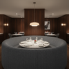 Woven Chevron Texture Charcoal Gray Upholstered Banquette | Architectural Fabrics