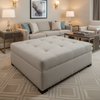 Smooth Pebble Grain Pale Stone Upholstered Ottoman | Architectural Fabrics