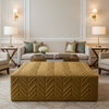 Channel Chevron Pattern Golden Bronze Upholstered Ottoman | Architectural Fabrics