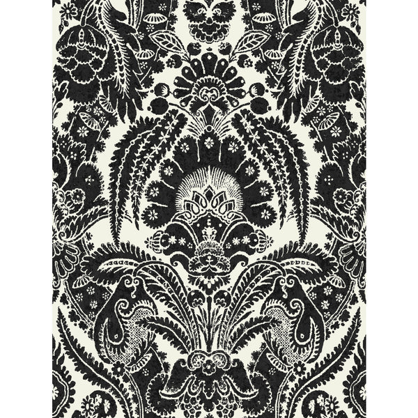 Chatterton - Black And White  By Cole & Son | Cole & Son Albemarle | Damask Wallcovering Print