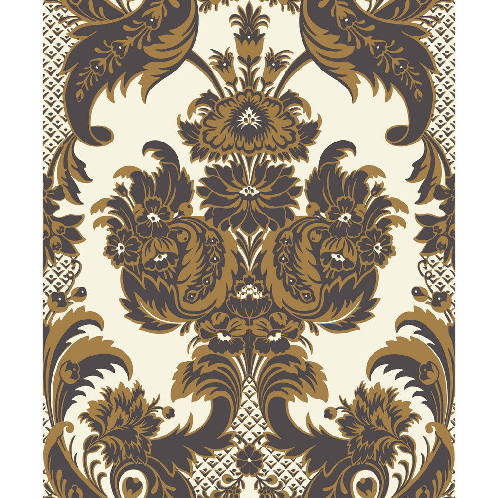 Wyndham - Black & Gold Black By Cole & Son | Cole & Son Albemarle | Damask Wallcovering Print